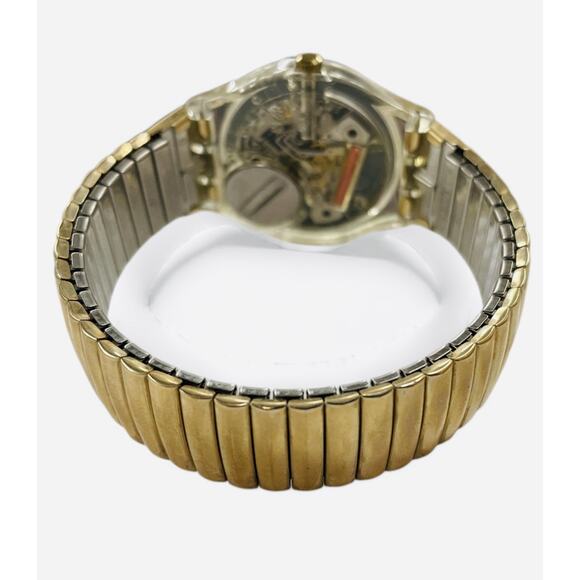Swatch Watch Rêve D'automne GK257 1997 Standard Gents Gold Tone Flexible Band - Picture 5 of 8